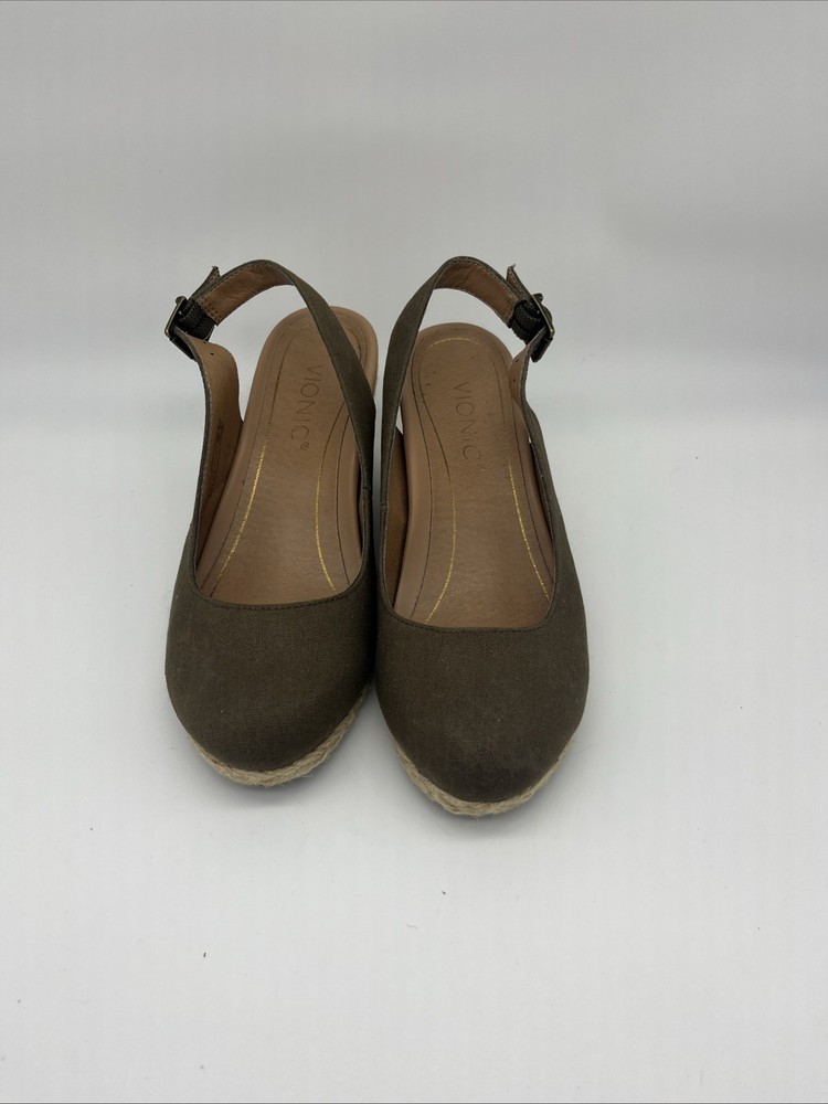 Vionic Coralina Brown Espadrille Wedge Slingback Sandals Women's Size 7