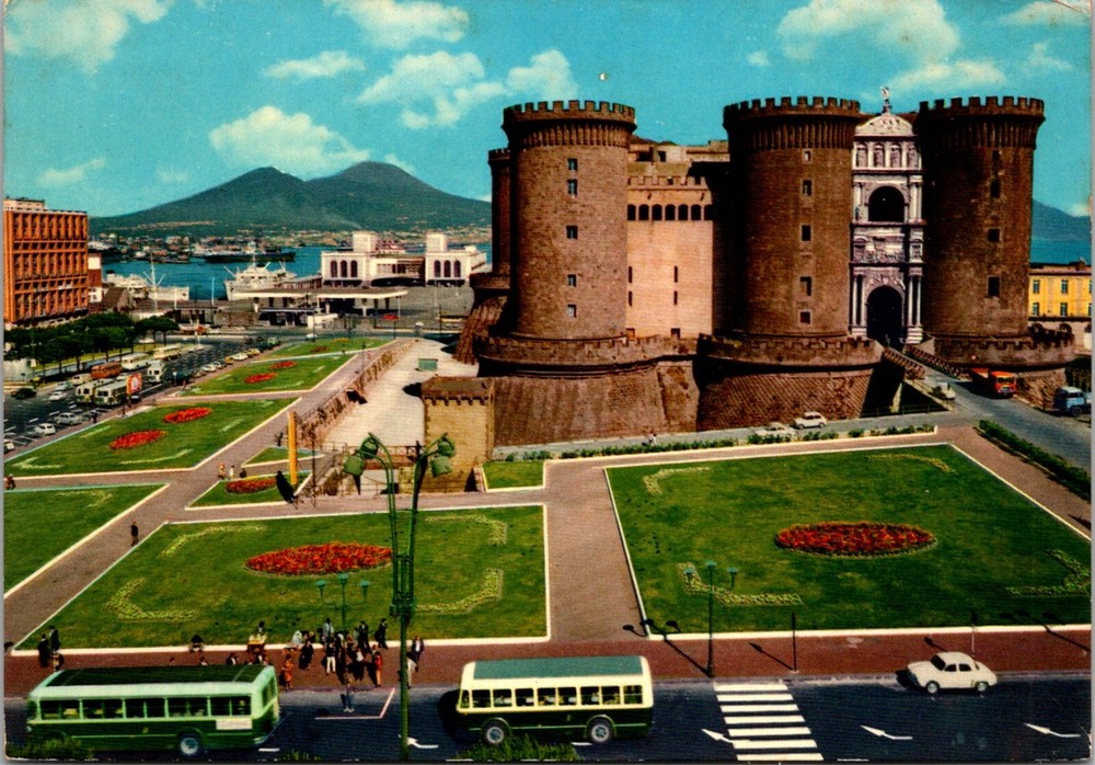 Postcard 1970 Town Hall Square Napoli Italy
