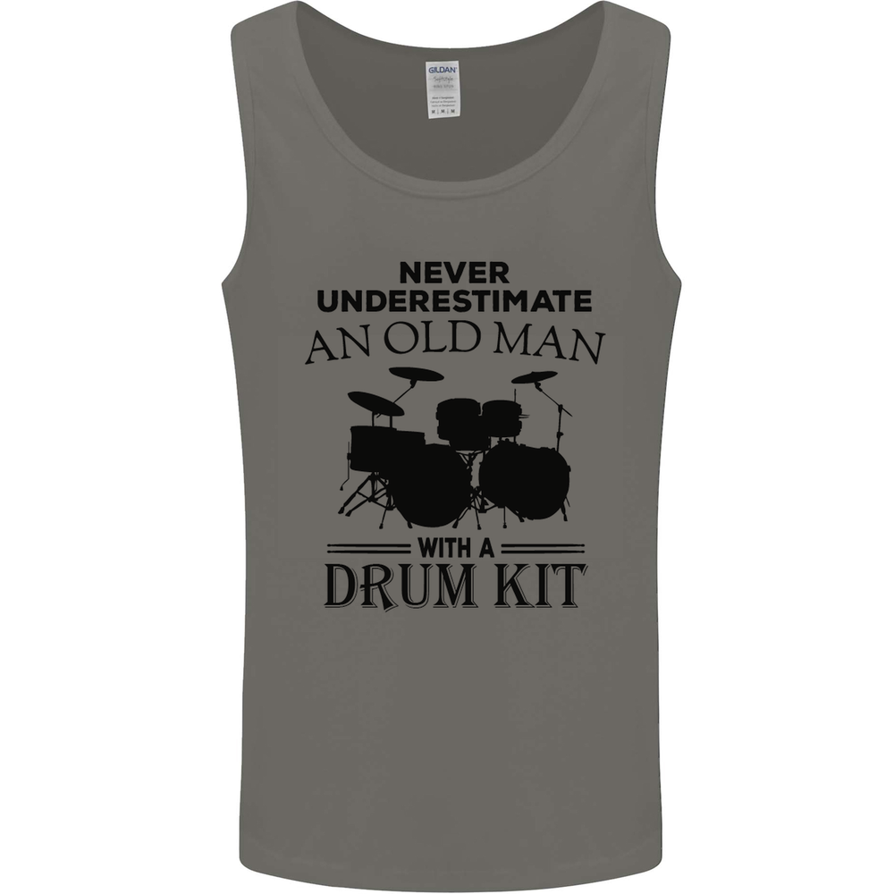 Old Man Drumming Drum Kit Drummer Funny Mens Vest Tank Top