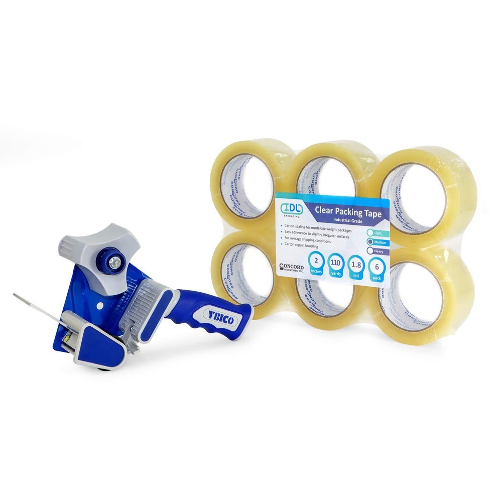 Concord Packing Tape with Dispenser - 6 Rolls of 2