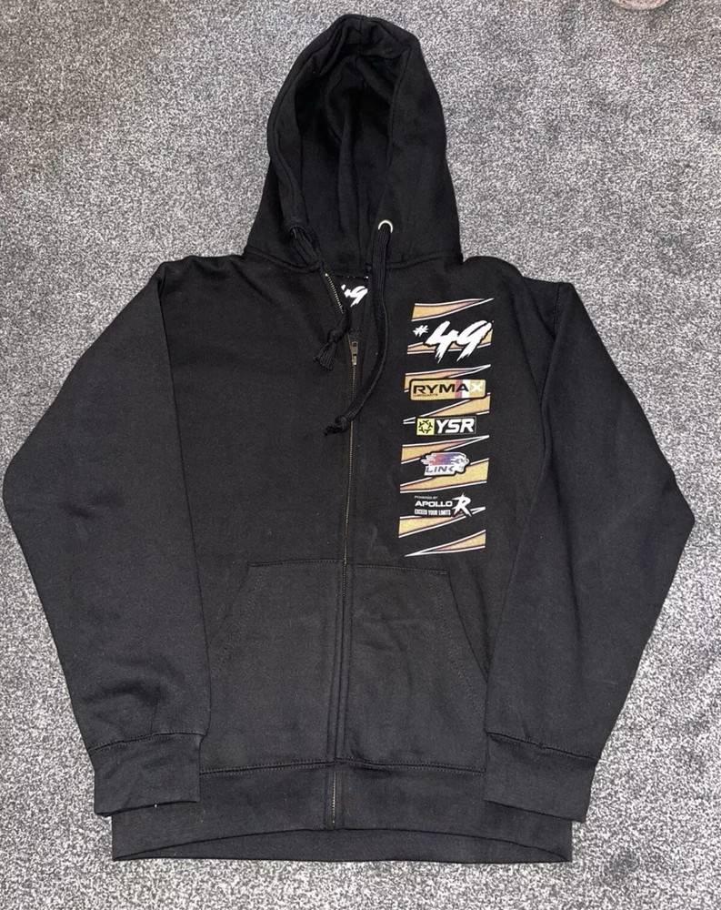 Mens Hoodie, Size Medium, Black, Full Zip, Hooded, Graphic Print, (G38)