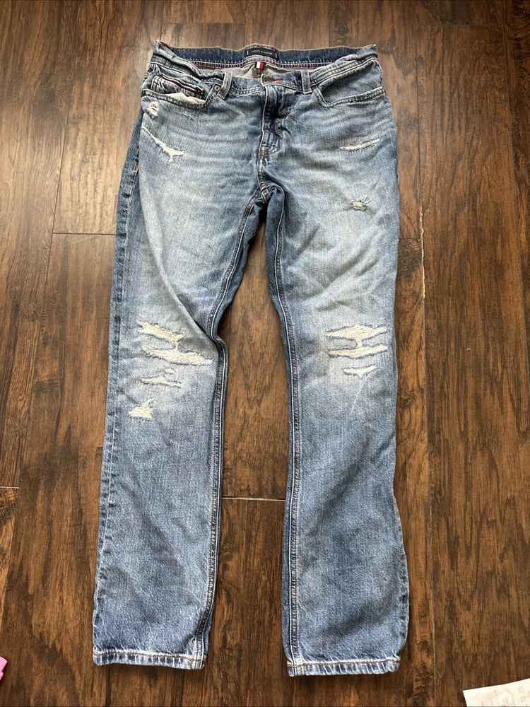 Tommy Hilfiger Mens Blue Jeans 32x32 Straight Fit Denim