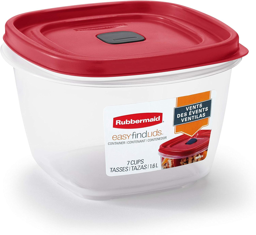 Rubbermaid Vented Easy Find Lid Food Storage Container, 7 Cup, Racer Red