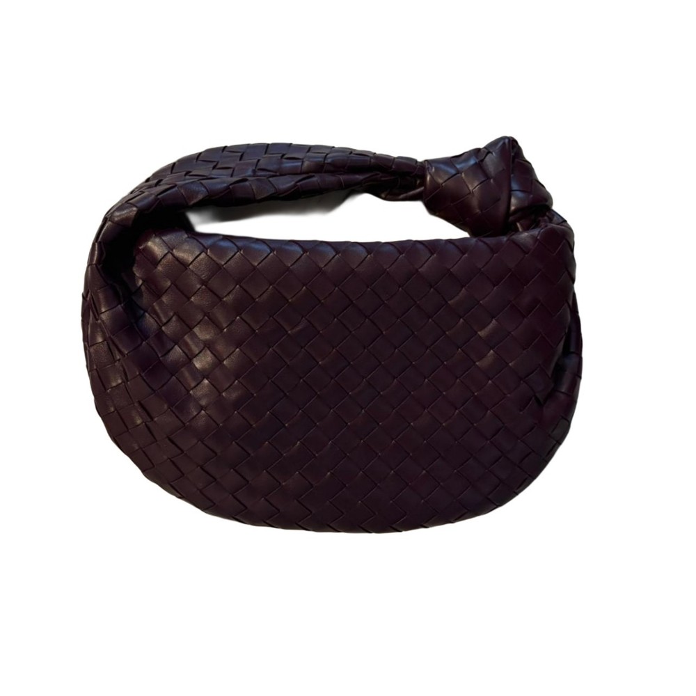 Bottega Veneta Dark Purple Intrecciato Leather Teen Jodie Shoulder Bag
