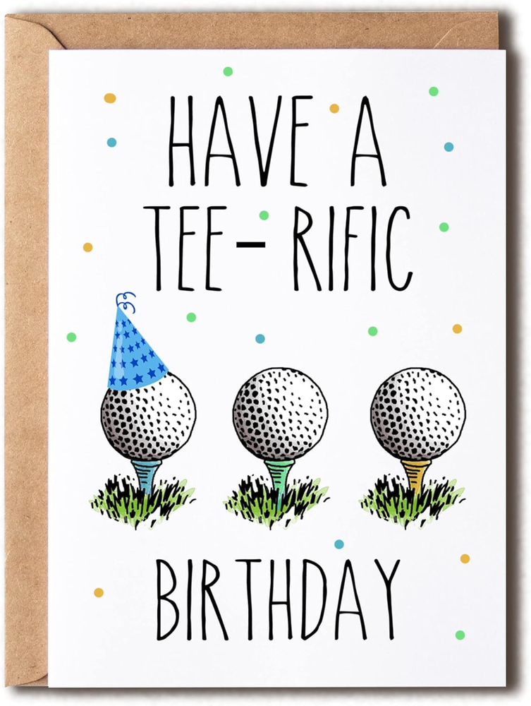 Golfer Birthday Card for Sports Lovers - Fun & Meaningful Golf Tee Design