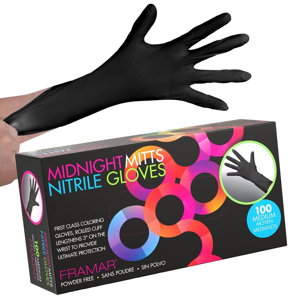 Powder Free Nitrile Gloves Medium 12 Inch Black Disposable Latex Free