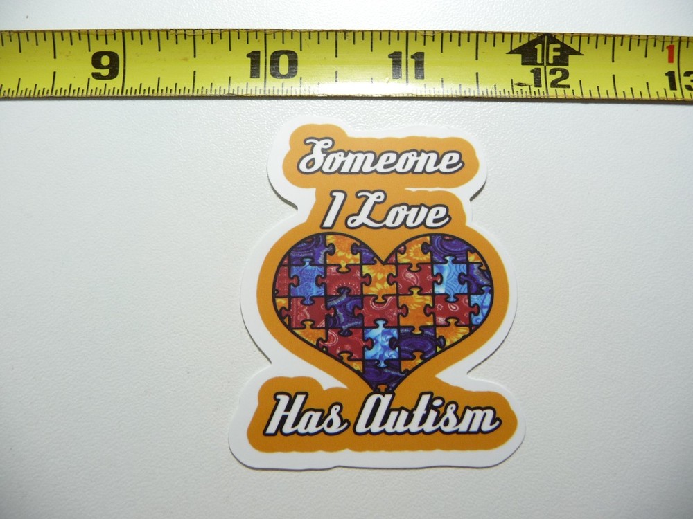 AUTISM SUPPORT DECAL STICKER SOME I LOVE HAS HEART WITH PUZZLE PIECES AWARENESS
