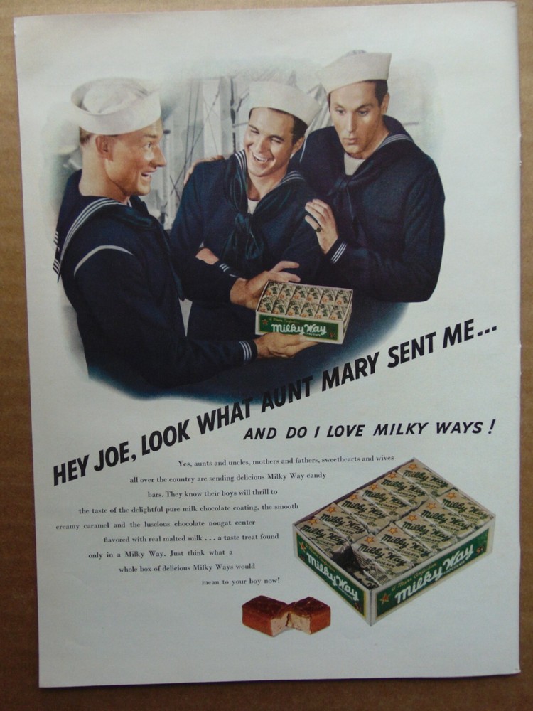 1942 Vintage Aunt Mary Milky Way Candy Bars Sailor Ad Art Print