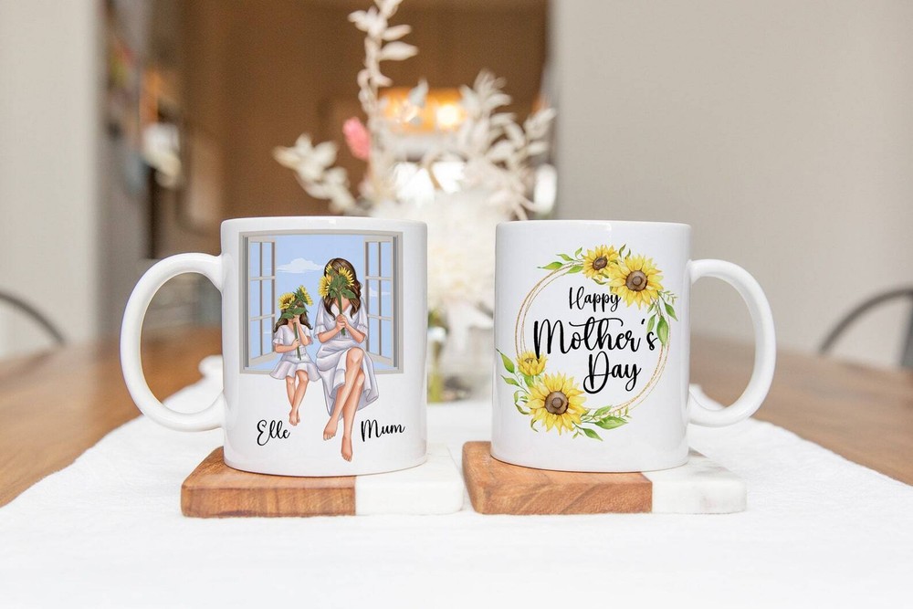 Mother's Day Mug Sunflower Personalized Mother's Day Gift For Mum & Daughter