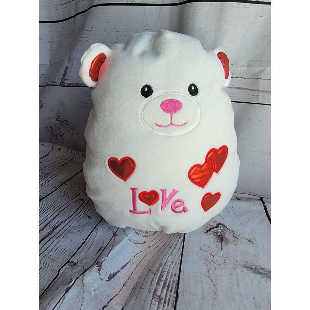 Valentines Day Plush Squishy White Bear Toy with Embroidered Love Heart-image
