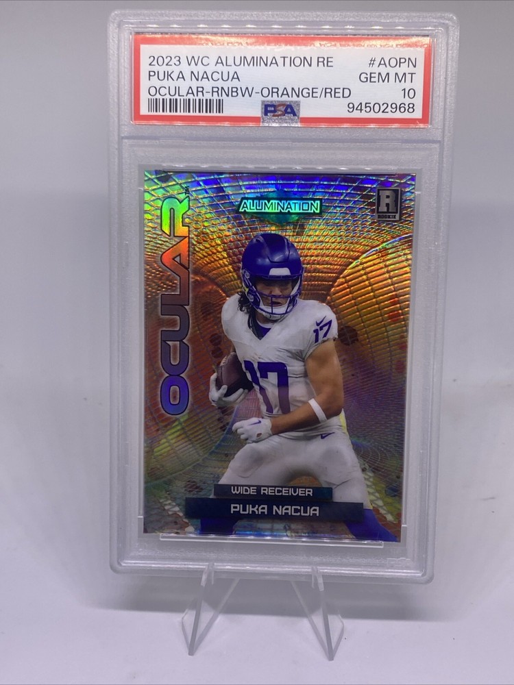 2023 WC Alumination Re Puka Nacua Ocular -Rainbow -Orange/Red /99 # AO-PN PSA 10