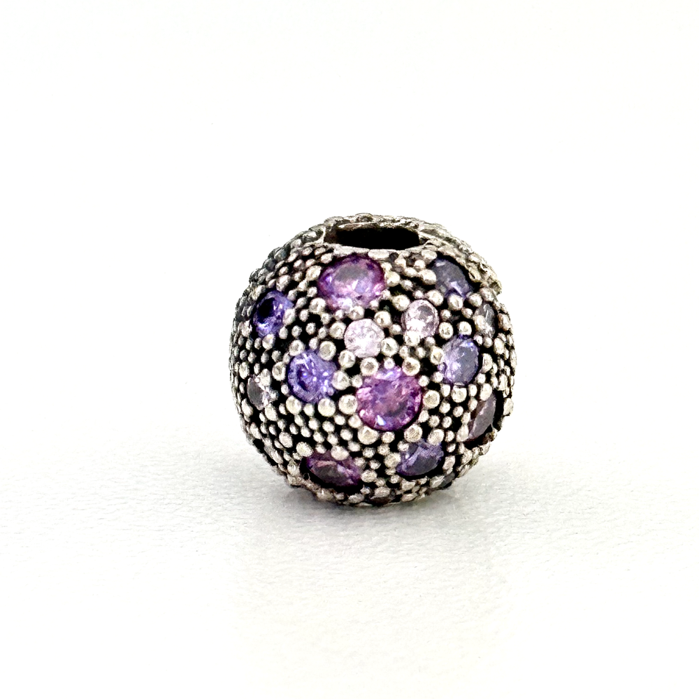 Pandora 925 Sterling Silver Purple Pink Cubic Zirconia Cosmic Star Clip Bead Charm for Bracelets