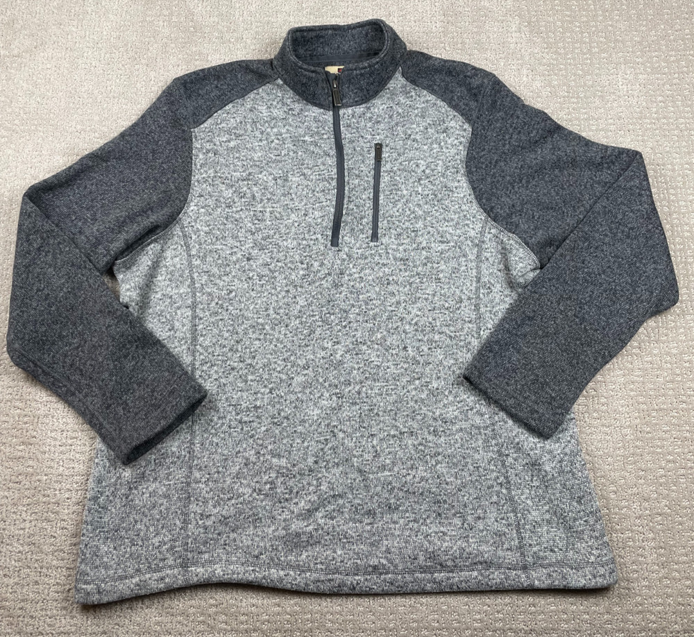 Woolrich Sweater Mens 2XL Gray 1/4 Zip Fleece Pullover Hiking Outdoors Pocket