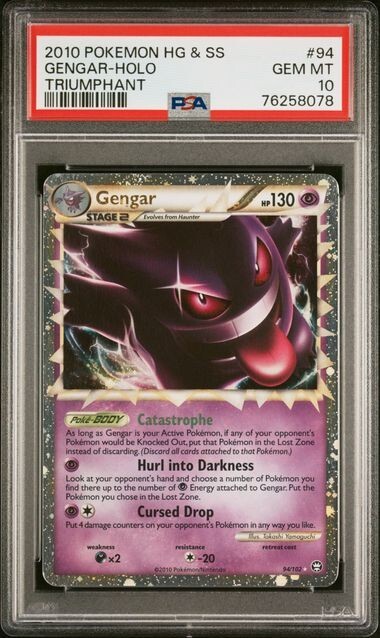 PSA 10 Gengar Prime Holo Triumphant HeartGold SoulSilver Pokemon Gem Mint