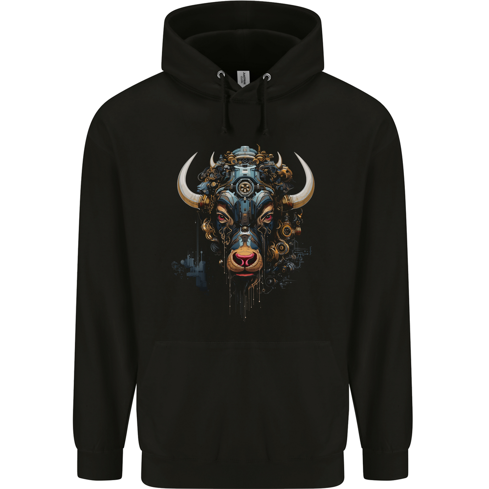 Cyberbull Cyborg Bull Steampunk Fantasy Cow Mens 80% Cotton Hoodie