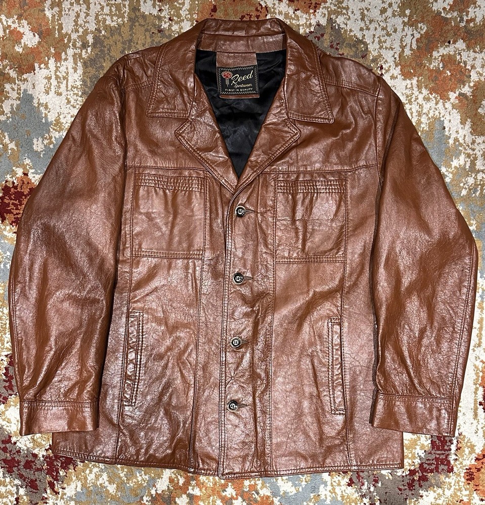 Vintage Reed Sportswear Brown Leather Jacket Size Men’s  XL 60s 70s