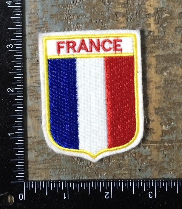 Vintage 1970s France Flag Embroidered Felt Travel Souvenir Patch
