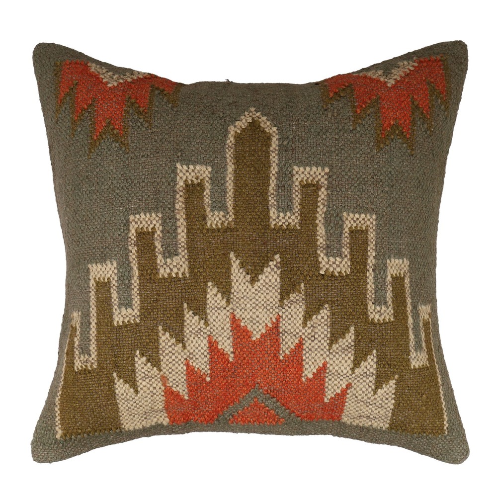 Handmade Indian Kilim Wool Jute Square Pillow Cover Cushion Case  