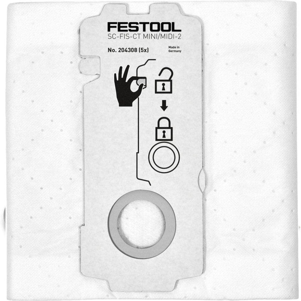 Festool 204308 CT Mini/Midi -2/5 Filter Bags for CT MINI, CT MINI I, CT MIDI