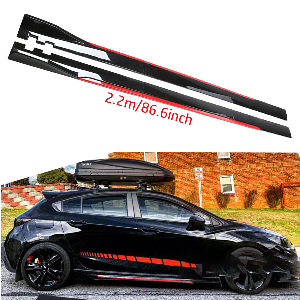 For CHEVROLET Chevy Side Skirt Extension Body Kit Splitter Spoiler Glossy Black