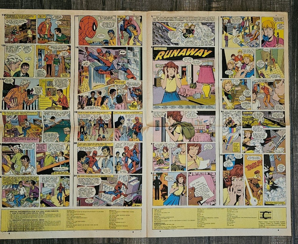 Spider-Man & Power Pack: Child Abuse Prevention newspaper promo Marvel NCPCA NEA