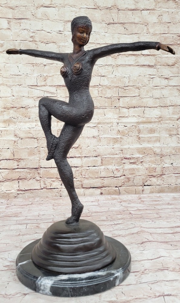 Large Chiparus Woman Dancer Hot Cast Bronze Art Deco Statue Gift NR
