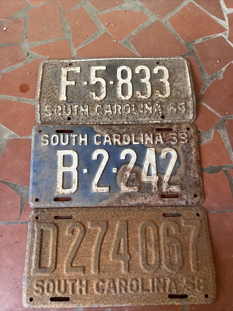 3 Sc Vintage License Plates