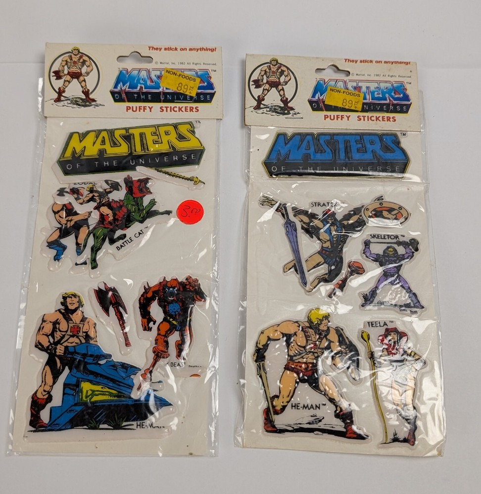 1982 Gordy He-Man MOTU Puffy Stickers Lot Of 2 Vintage Collectible