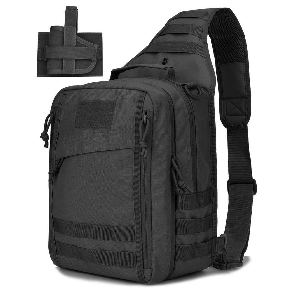 Tactical Sling Bag with Gun Holster Compact Military Shoulder Pack  