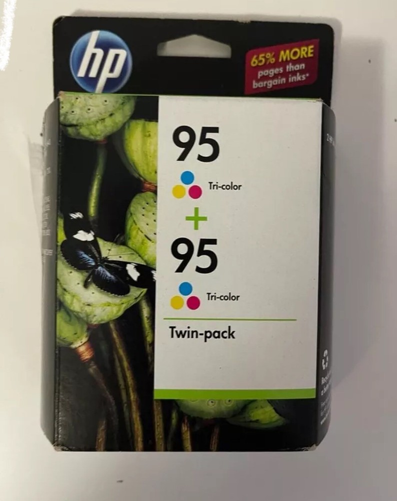 HP 95 Tri-Color Ink Cartridge Twin Pack - Brand New Sealed Oem Blue Yellow Cyan