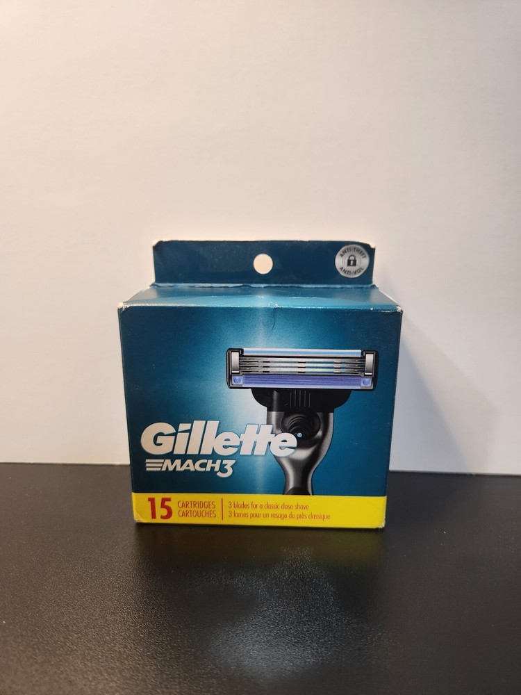 Gillette Mach 3 Razor Blade Refill Cartridges 15 Count Mach3 GENUINE NEW SEALED
