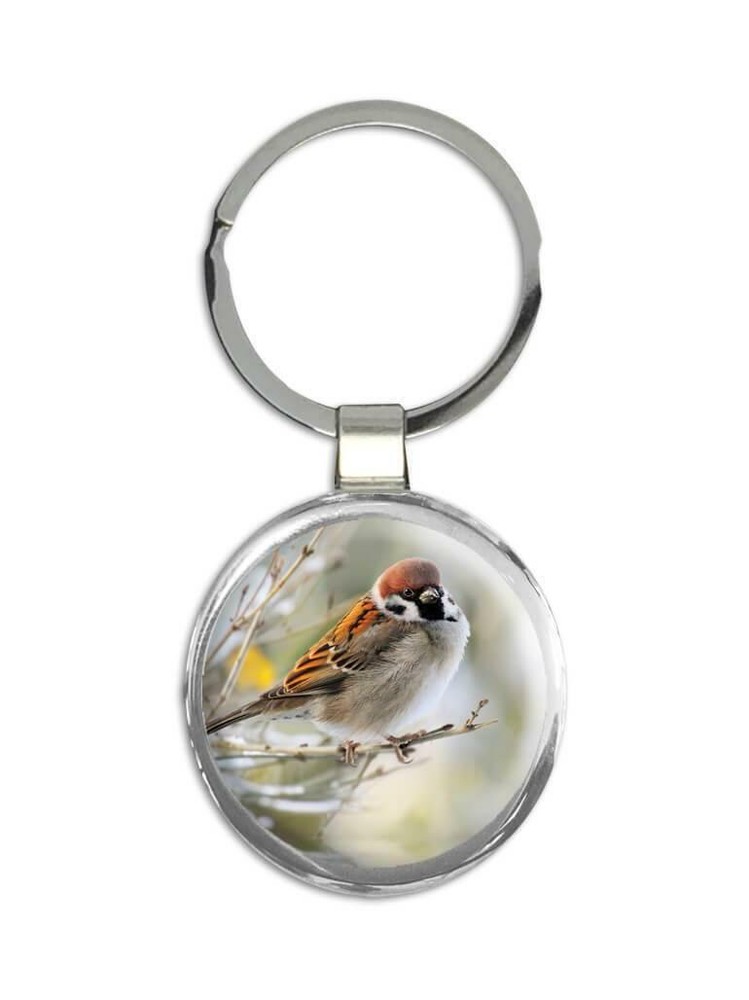 Gift Keychain : Sparrow Bird Animal Nature Colorful Ecology Pet Birdwatcher