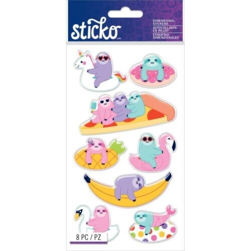 Sticko Sloth In Floaties Puffy Stickers Planner Papercraft Crafts Summer Fun