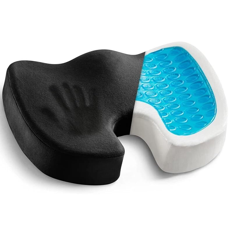 Gel Seat Cushion with Coccyx Cutout – Cooling Gel & Memory Foam for Tailbone ...