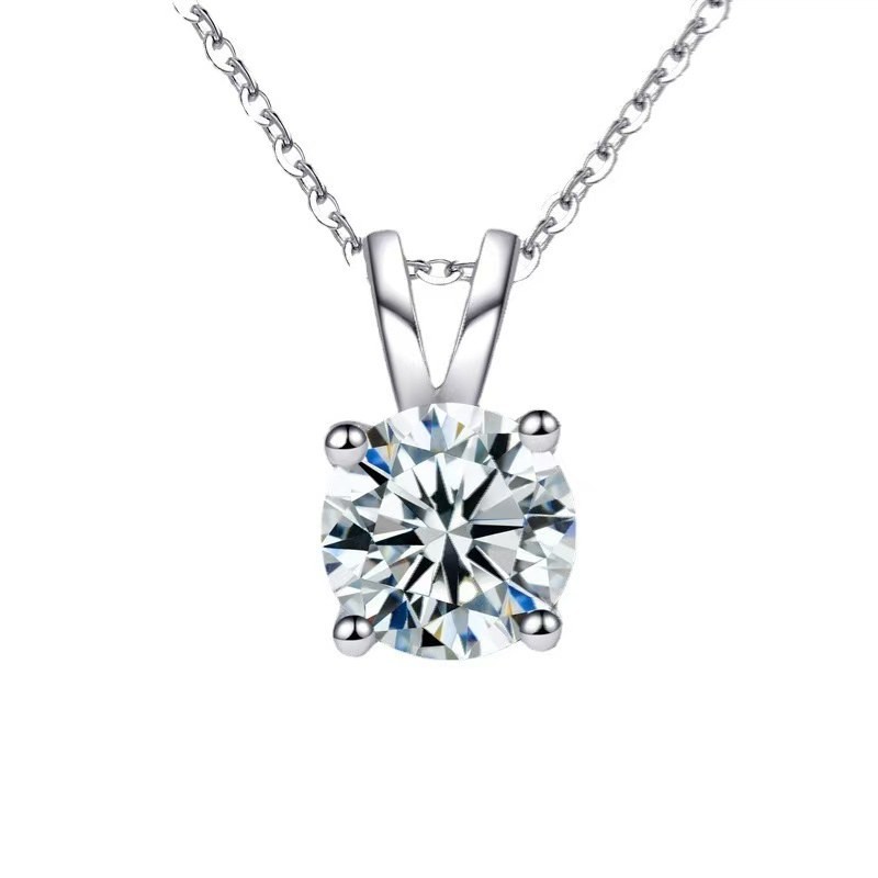 2 Ct Round Cut GRA Moissanite Solitaire Pendant 16+2