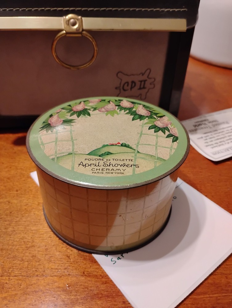 Vintage Cheramy April Showers Poudre de Toilette Tin Cosmetic Collectible