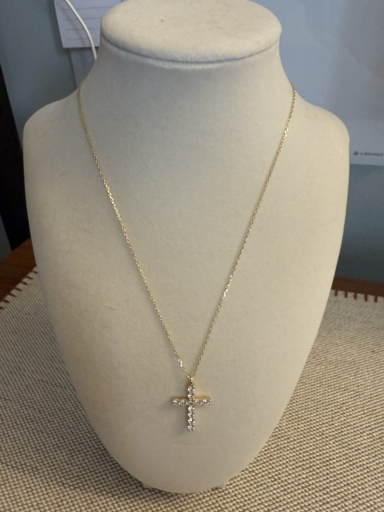 Peridot Cross Pendant Necklace with Gold Chain