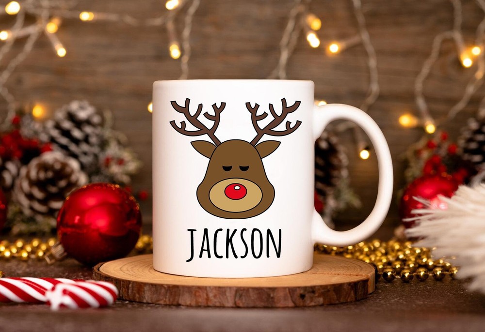 Personalized Reindeer Christmas Mug Custom Reindeer Mug Mug Gift Christmas Mug
