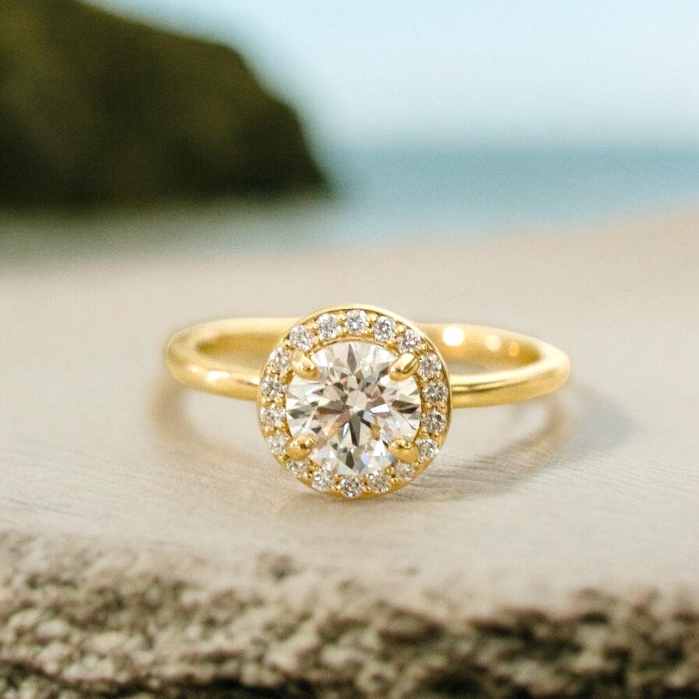 Round Cut IGI Certified Wedding Ring 18K Yellow Gold Lab Created 1.21 Ct