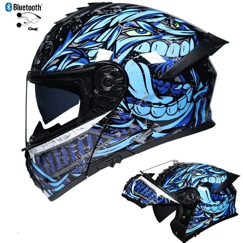 Motorcycle Helmet Flip Up Modular Full Face DOT Motorbike ECE Bluetooth Helmet