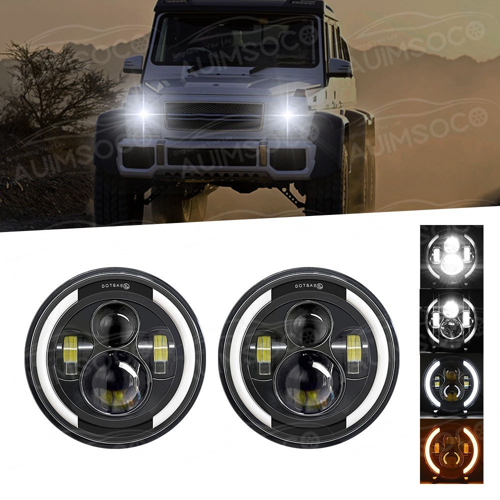 For 86-95 Suzuki Samurai Halo Angle Eyes DRL 7inch LED Headlights Hi/Lo Beam 2x