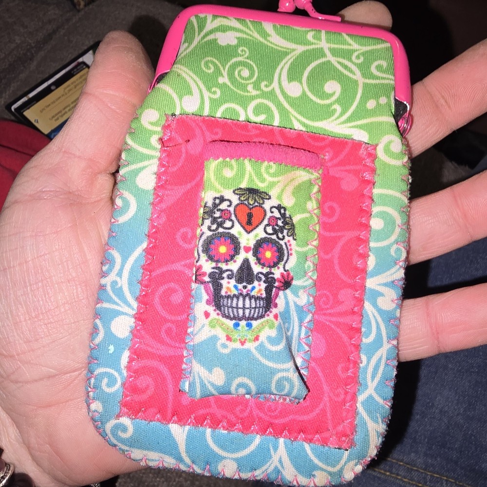 Pink Day Of The Dead Soft Cigarette Case with Pockets For Lighter etc.