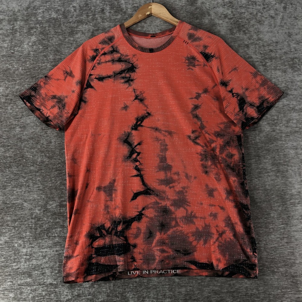 Lululemon Men's Metal Vent Tech 2.0 T-Shirt Pullover S/S Orange Tie Dye L