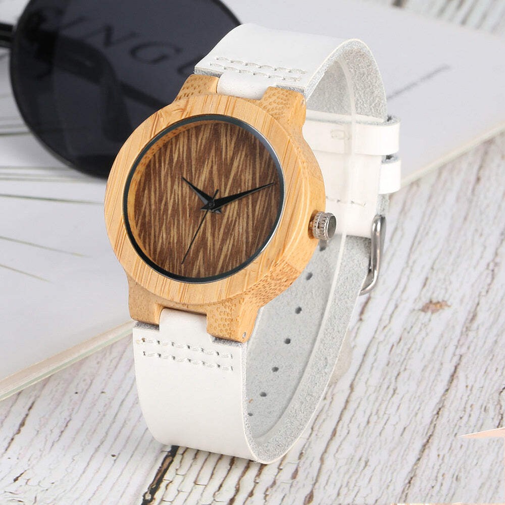 Elegant Women's Wooden Quartz Watch with World Time Function and Stainless Steel