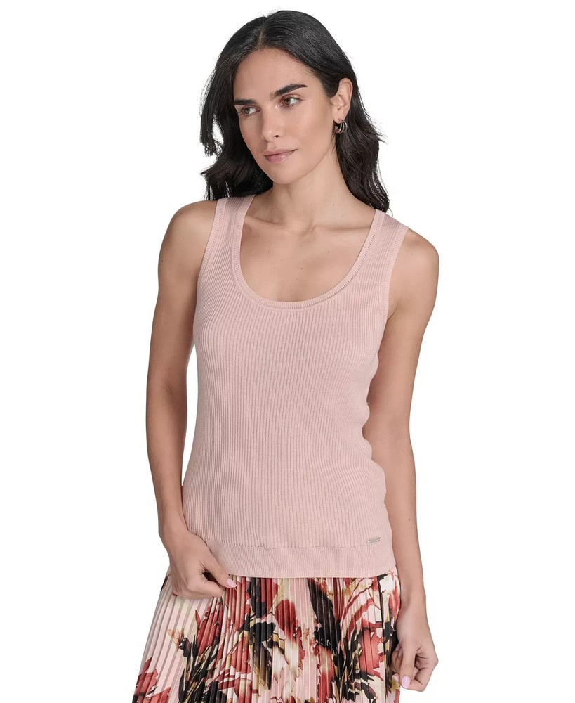 Calvin Klein Women's Top Sz XL Scoop Neck Rib Knit Tank