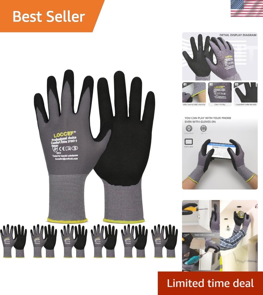 Seamless Knit Nitrile Gloves 6 Pairs High Abrasion Resistance