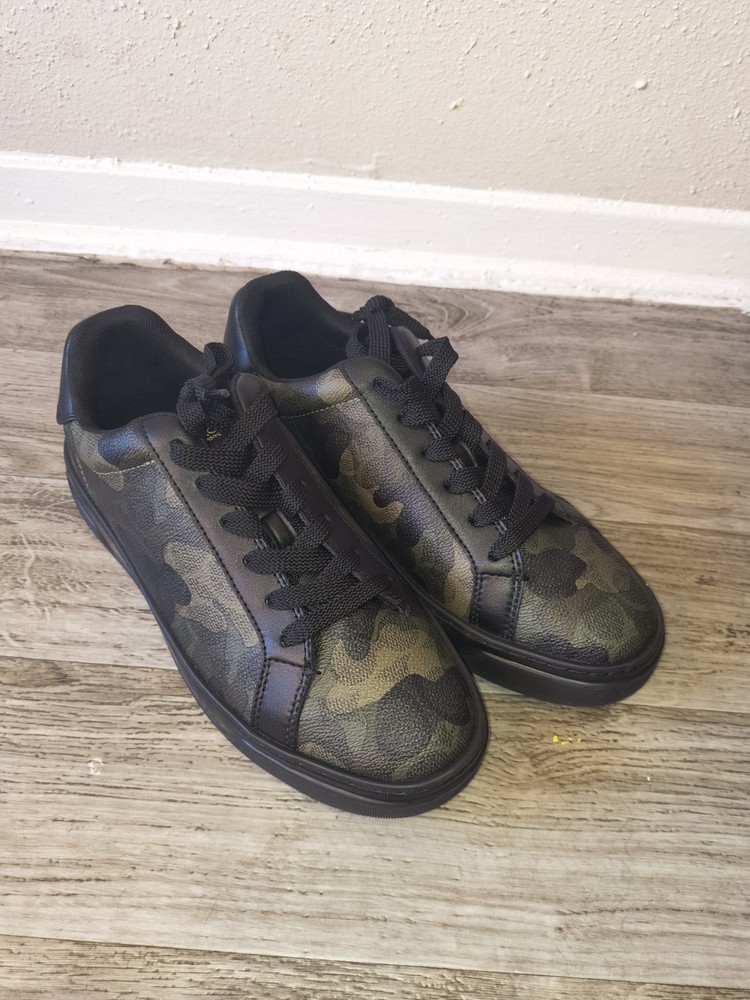 Coach Camouflage Sneakers Size 7.5 Black Green Casual Shoes