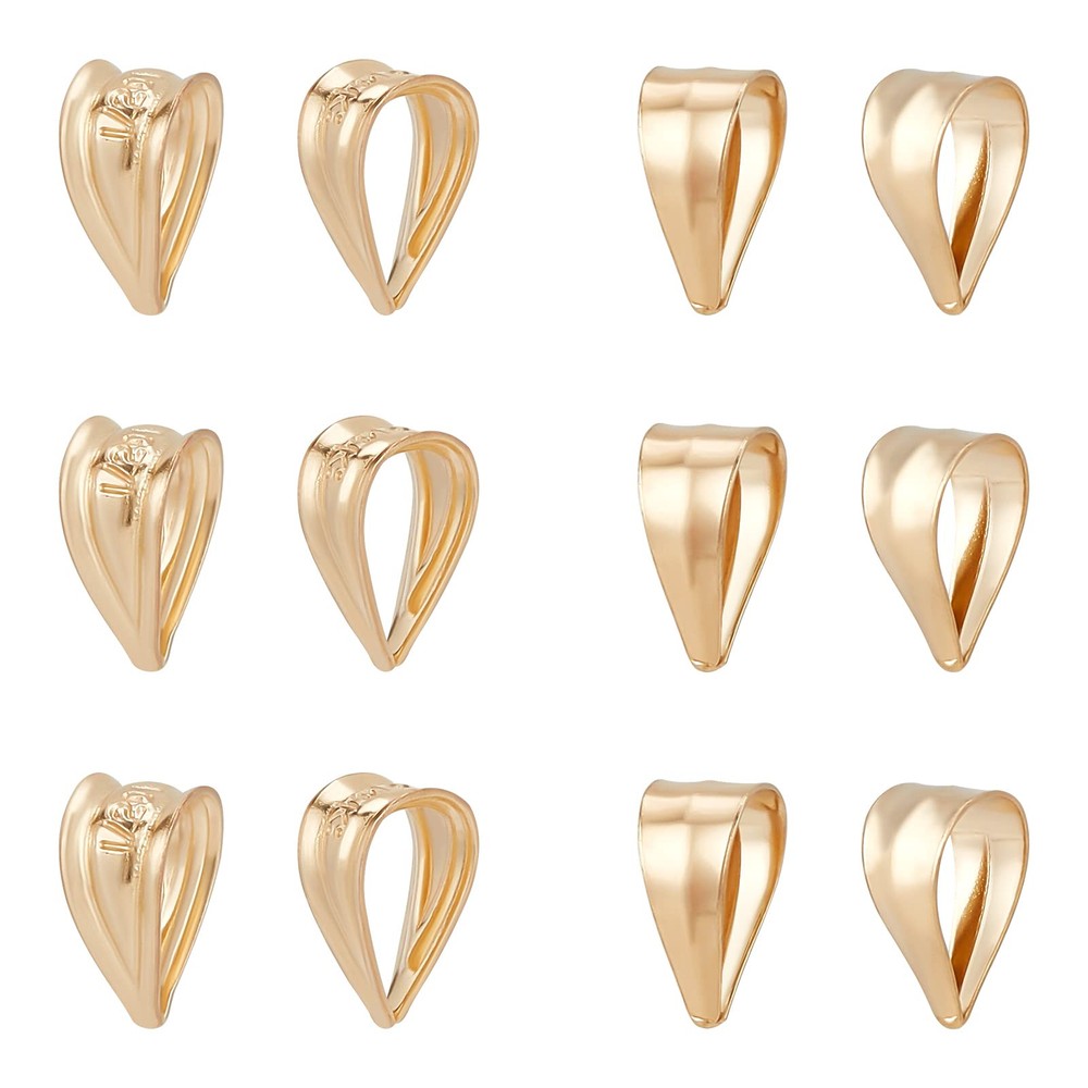 12PCS(6 Pairs) Mixed Size 14K Gold Filled Pinch Clip Clasp Bail Necklace Clas...