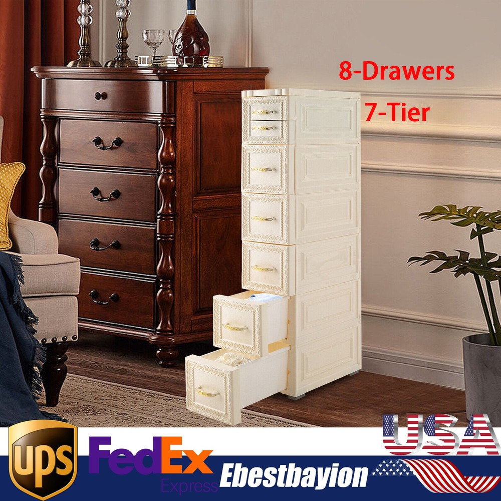 7-Drawer Narrow Bathroom Floor Cabinet Storage Organizer Free Stand