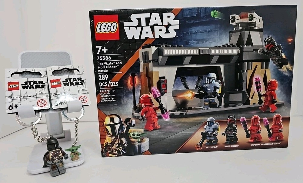 LEGO Star Wars 75386 Paz Vizsla vs Moff Gideon Duel Set with Bonus Keychains